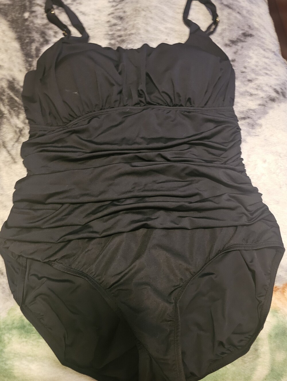 Black Ruched One-Piece Swimsuit - Women